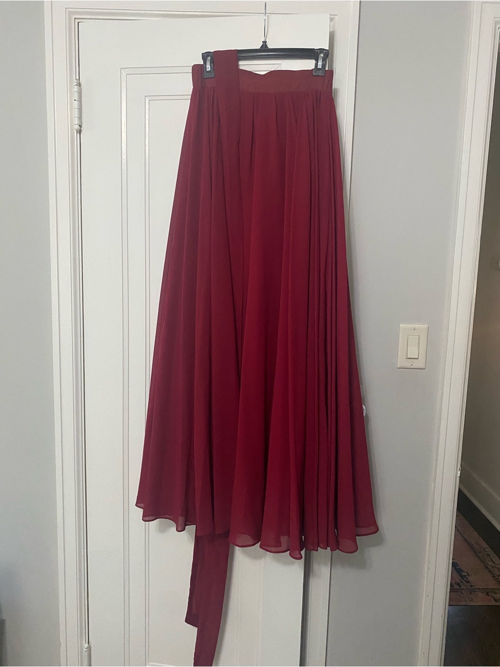 Elegant Burgundy Maxi Skirt with Soft Drape